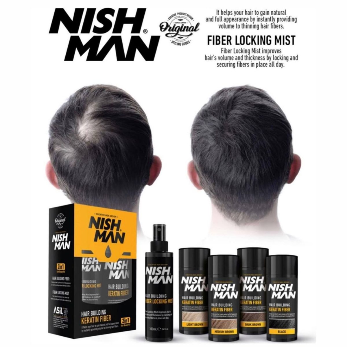 Mikro kosa Fiber za prorijeđenu kosu Nishman 21 gr - Crna